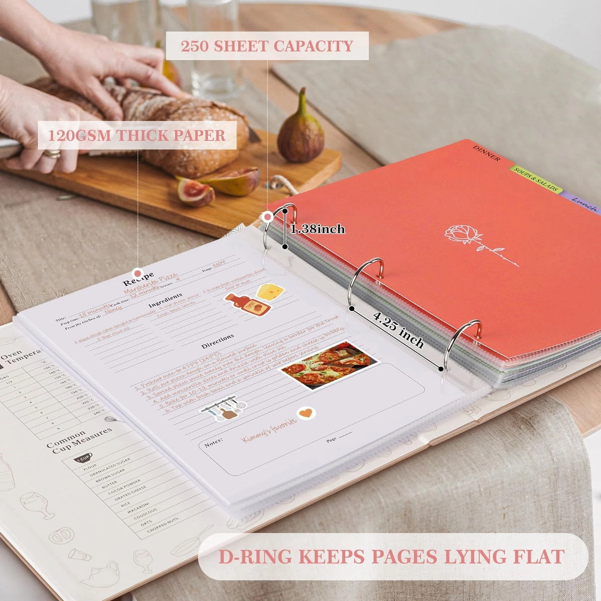 Lanpn Recipe Binder 8.5x11 3 Ring Kit, Waterproof 8.5 x 11 inches, Oat