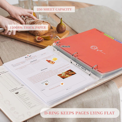 Lanpn Recipe Binder 8.5x11 3 Ring Kit, Waterproof 8.5 x 11 inches, Oat
