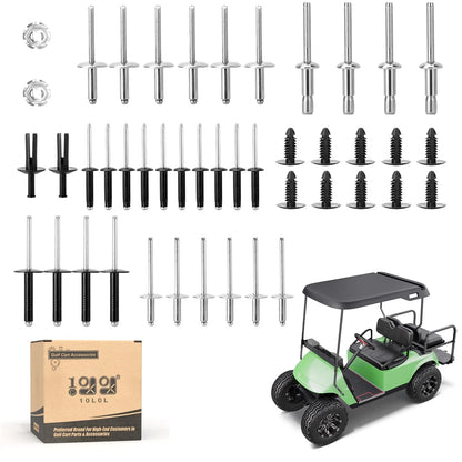 10L0L Golf Cart Complete Body Metal Rivet Hardware Kit for 1994+ EZGO TXT...