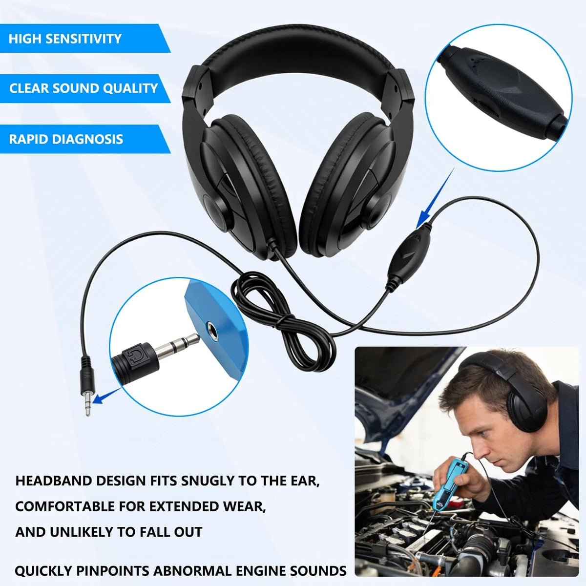 ZKTOOL Automotive Electronic Mechanics Stethoscope Ear Diagnostic...