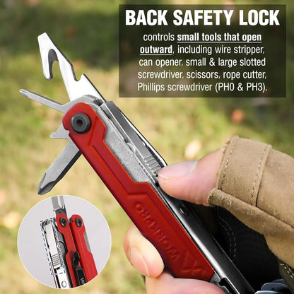 WORKPRO 18-in-1 Multi Tool Pliers, Gifts for Dad, Stainless 18-in-1, Red