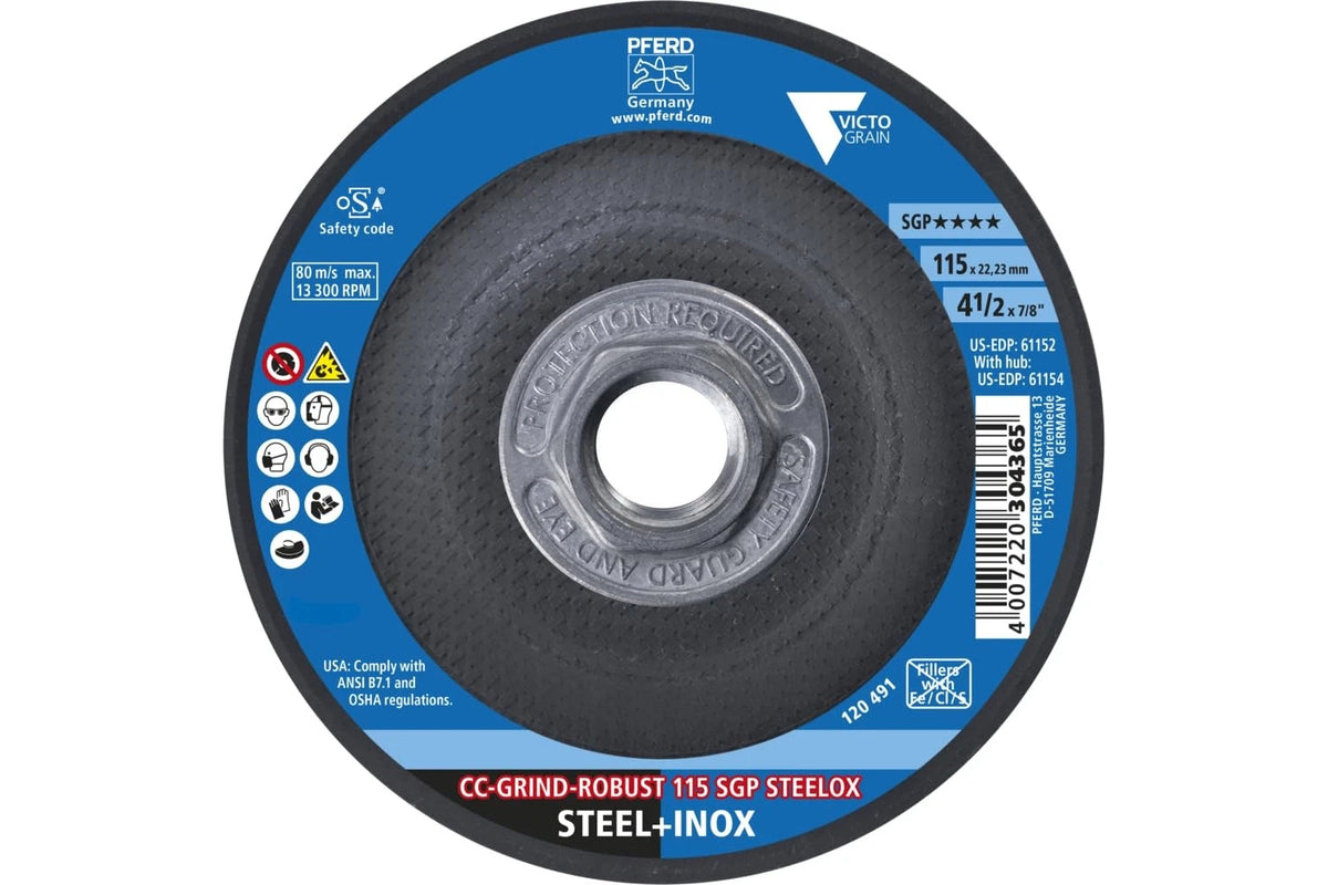 PFERD CC-Grind®-Robust Grinding Disc, 4-1/2" x 5/8"-11 - SGP x 5/8-11"