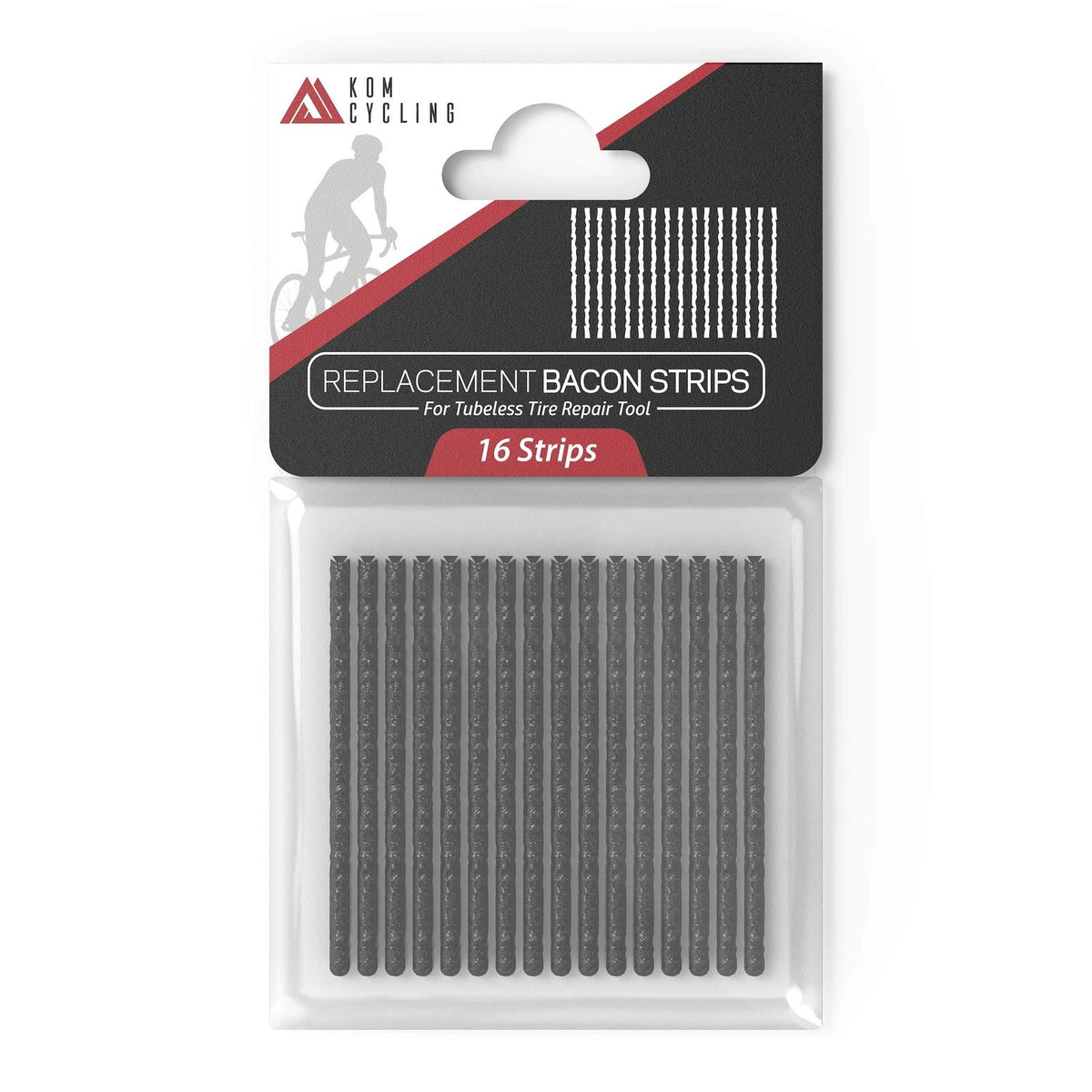 KOM Cycling Tubeless Tire Repair Tool Replacement 16 Strips, Black