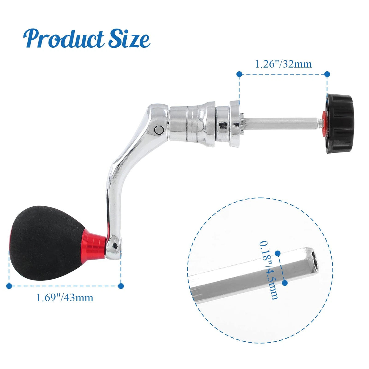 Cionyce Fishing Spinning Reel Handle, Replacement Handle Large, Red