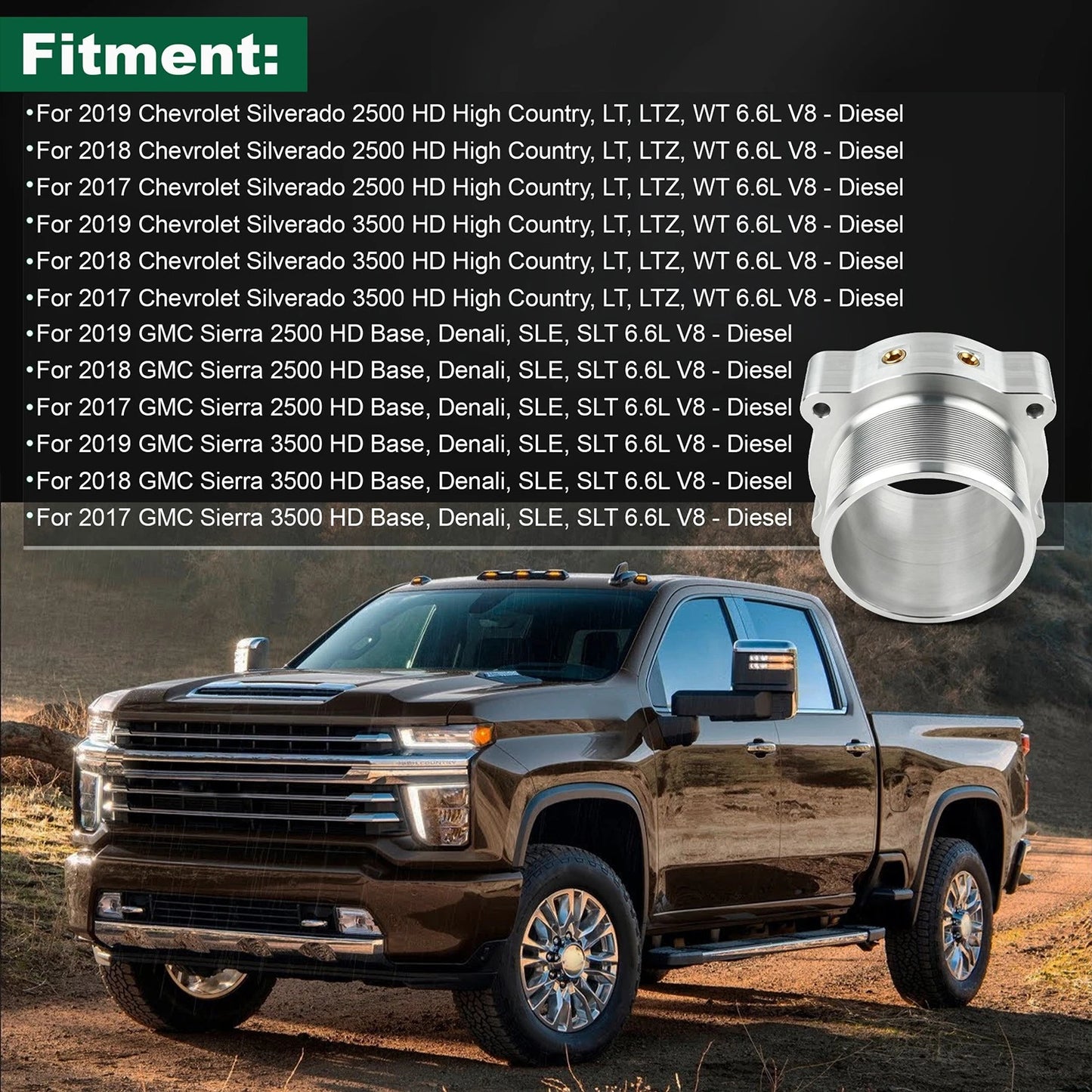Intake Throttle Valve Upgrade Flange Adapter For L5P L5D 6.6L 2017-2019