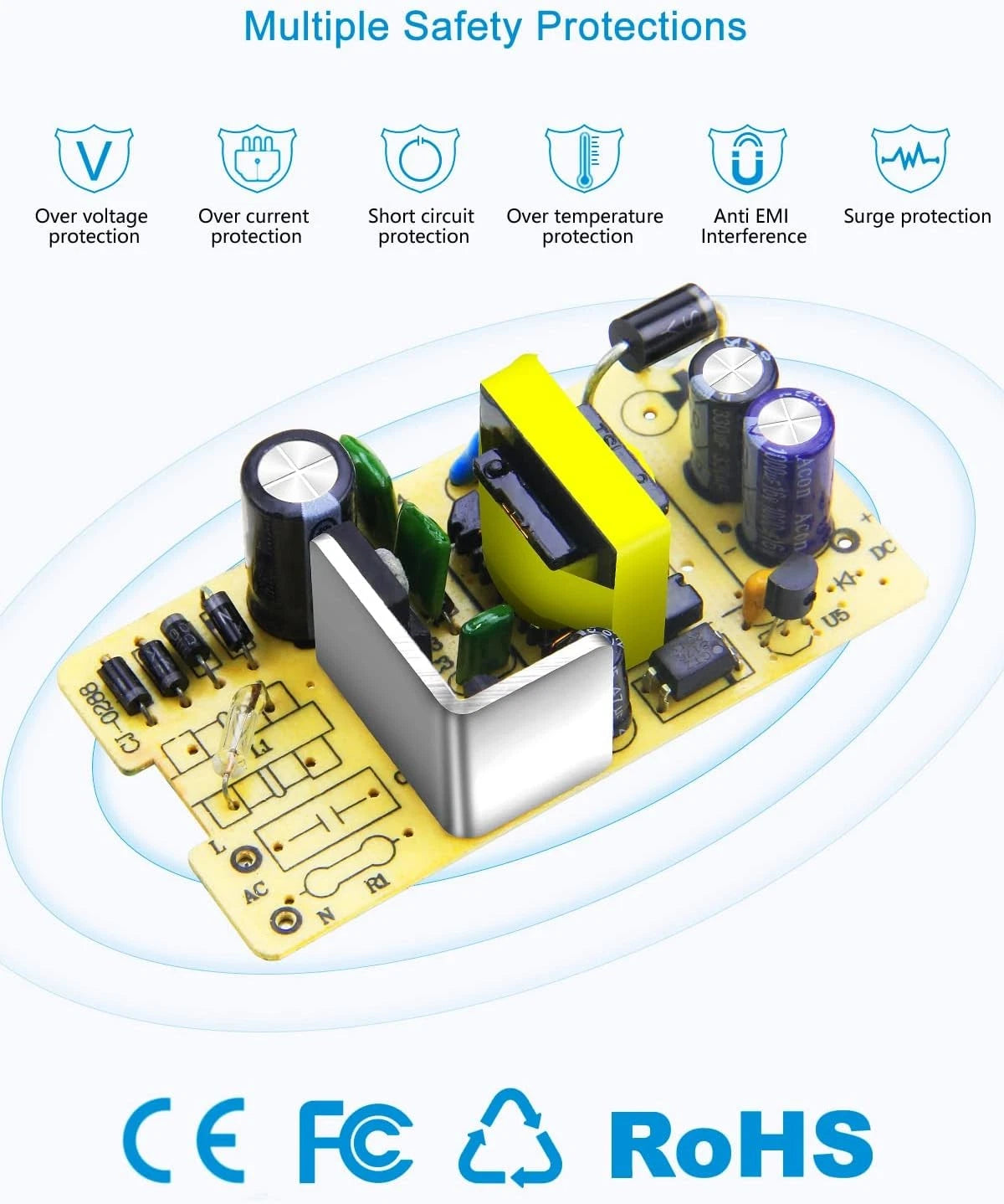 ALITOVE DC 12V Power Supply 2.5A 30W Adapter 100~240V AC to 12 Black