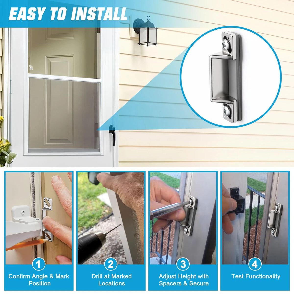 Screen Door Latch Replacement Kit for Storm Door(3,Silver) Silver