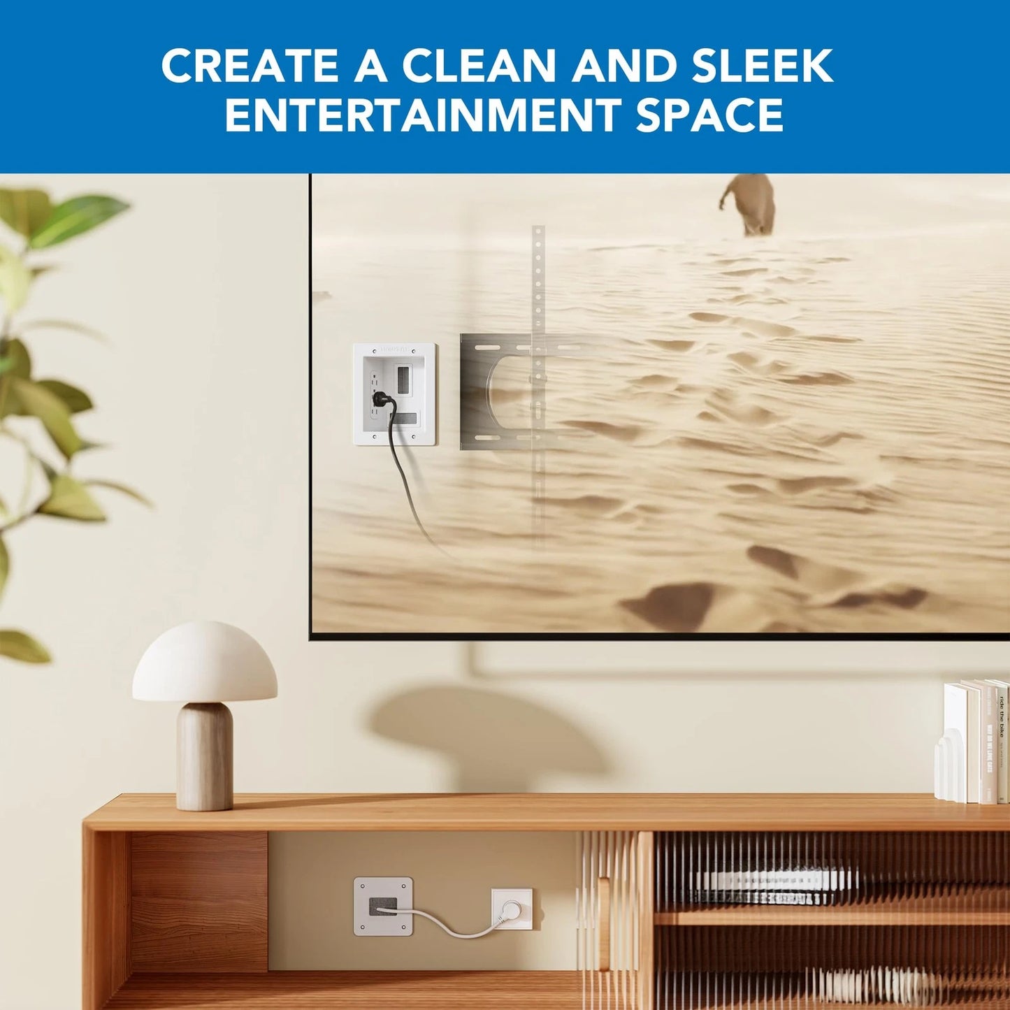 Mount-It! in-Wall TV Cable Management Kit with Recessed Power - White/Gray