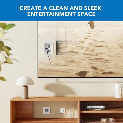 Mount-It! in-Wall TV Cable Management Kit with Recessed Power - White/Gray