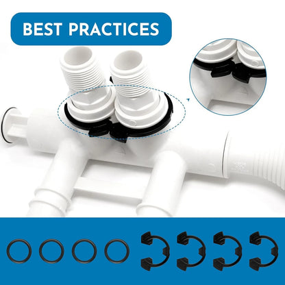 1" Water Softener Clips Kit 7337589 and O-Ring (7170262, 7083106, Black
