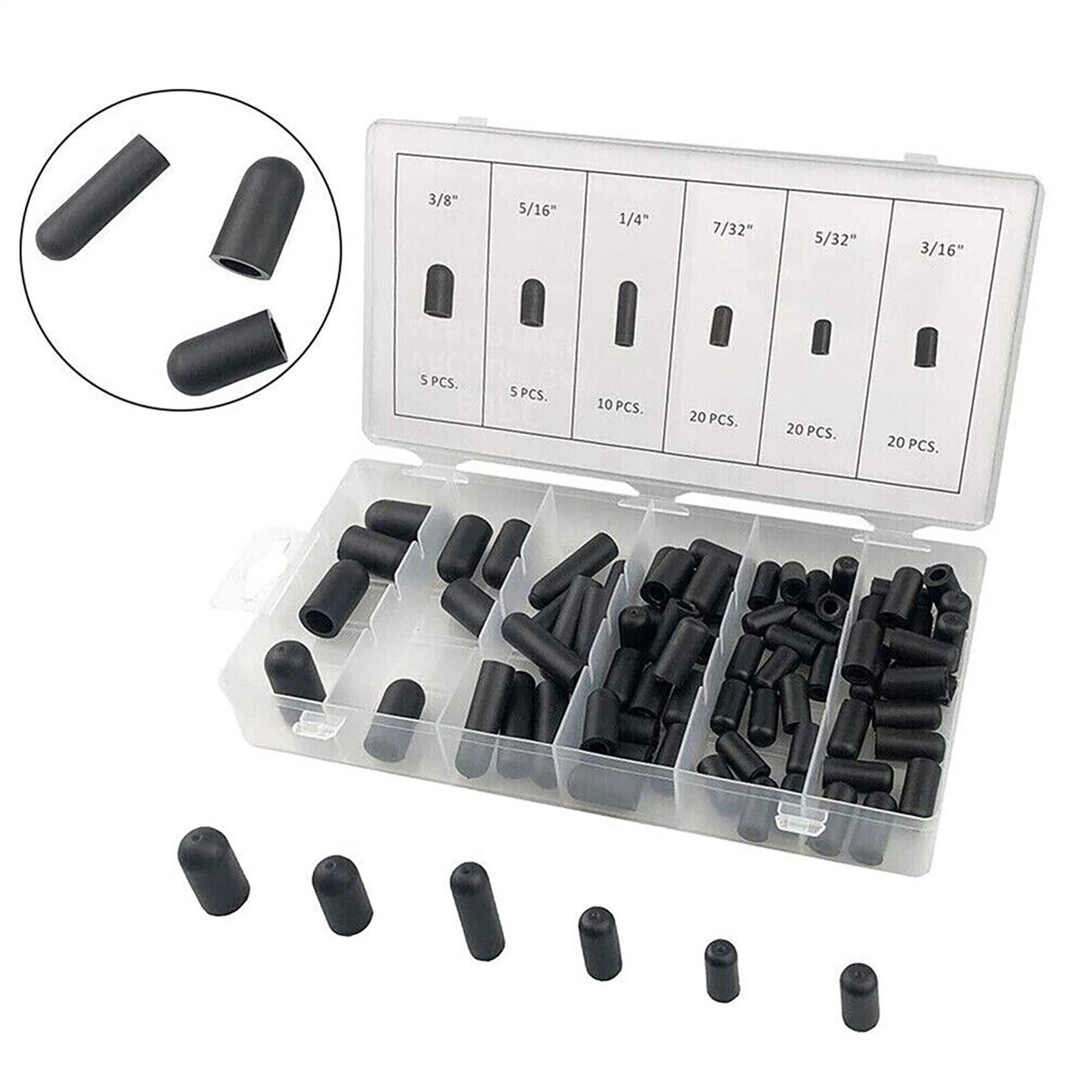 80pcs Silicone Hose Cap Vacuum Cap Block Off Assortment Kit For Manifold
