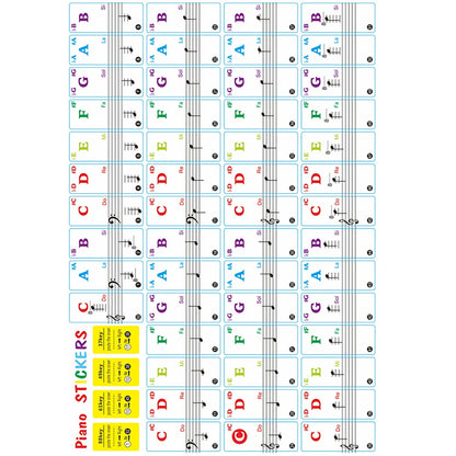 37/49/61/88 Key Universal Piano Learning Music Keyboard Sticker Note Removable
