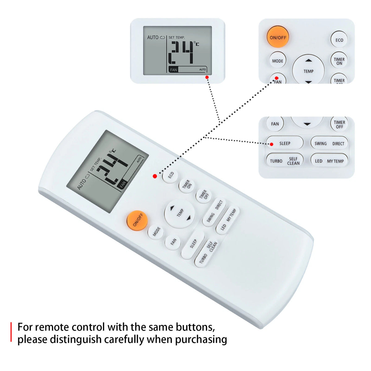 RG57A7/BGEF For Midea AC Air Conditioner Remote Control RG57/BGE RG57B/BGE
