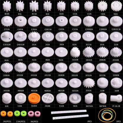 AUKUYEE Plastic Gear Set, 75Pcs Single Double Reduction Worm 75pcs