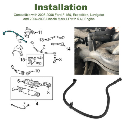 5L3Z-9D289-A Fuel Vapor Vent Tube Valve Hose Assembly for 2005-2008 F150