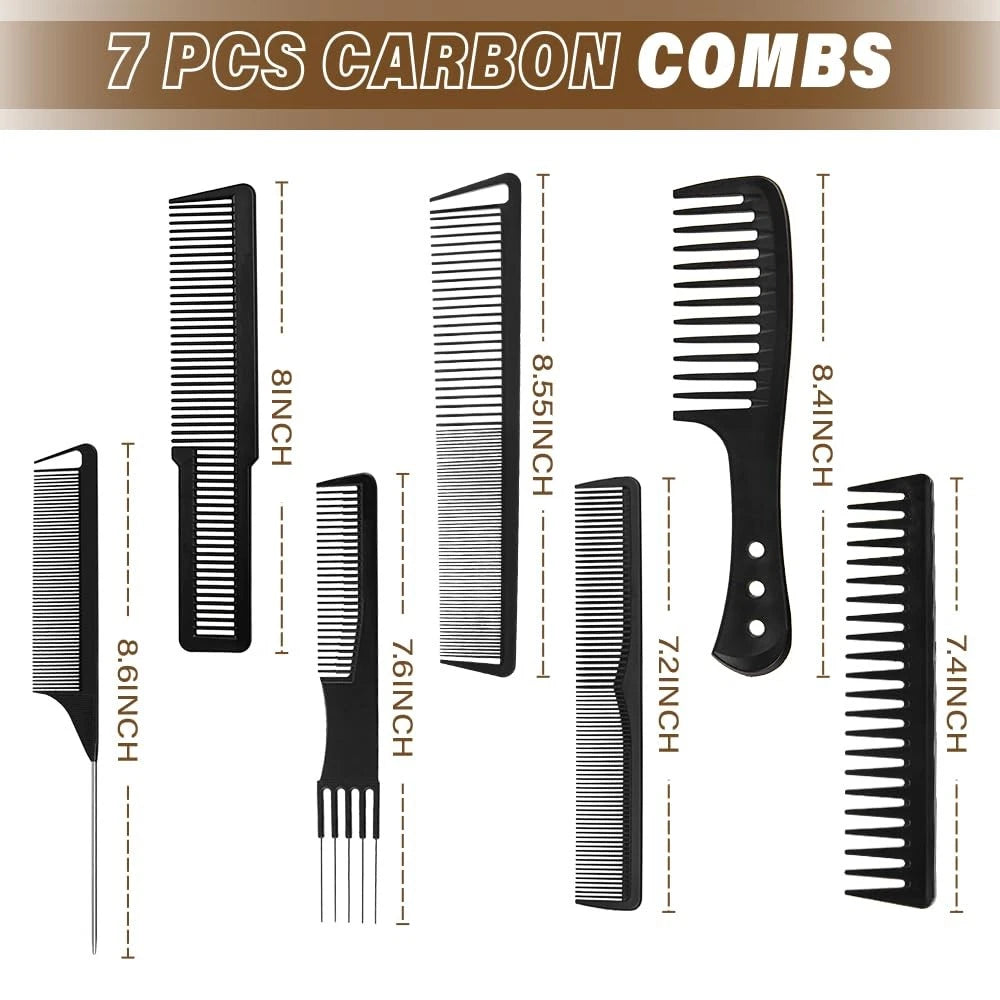 12PCS Hair Cutting Comb Set - Barber Combs for 12 PCS Kit Set, Black