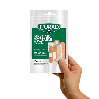 CURAD First Aid Portable Pack |15 - Count On-the-Go 15 (Pack of 12)
