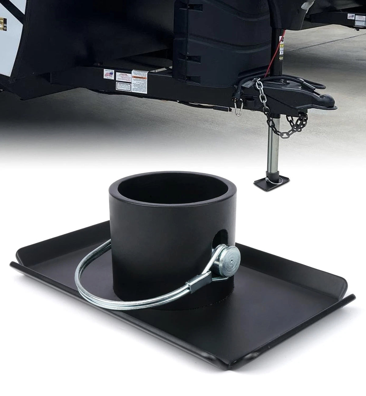 Aupar Trailer Jack Foot Plate with 3.9 inches x 6.3 x 2 inches, Black
