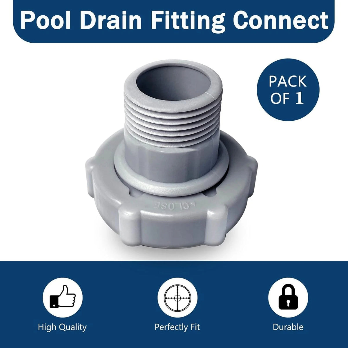 Pool Drain Fitting Connects fits for Coleman Pools, 1.0 inches, Gray