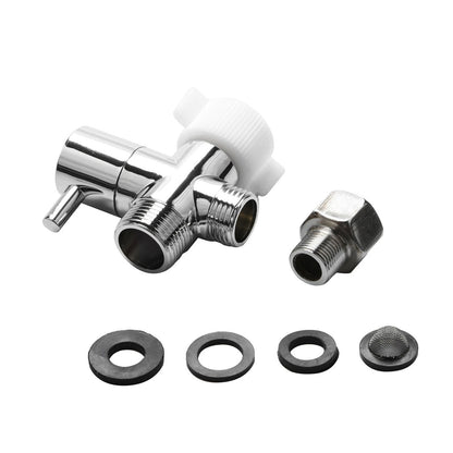 Single Lever 3-Way T Adapter Valve 90° Control for Cloth Diaper Sprayer Silver