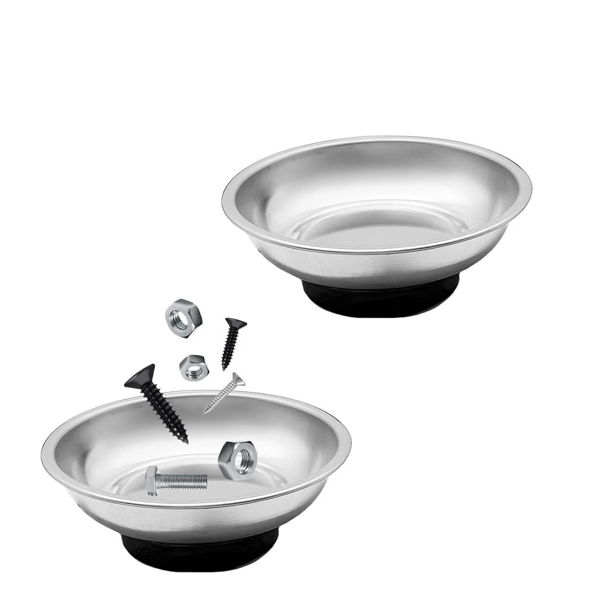 ZNDAW 2 PCS Magnetic Parts Tray Set, Stainless Steel 3" Round