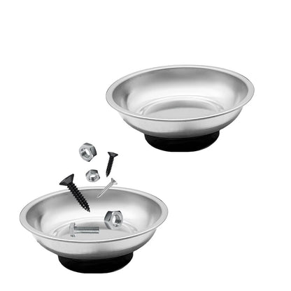 ZNDAW 2 PCS Magnetic Parts Tray Set, Stainless Steel 3" Round