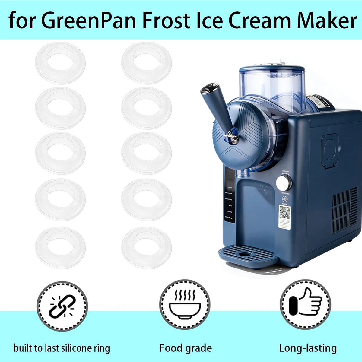 extrusion head gaskets for GreenPan Frost Ice Cream Maker & Slushie 2, White