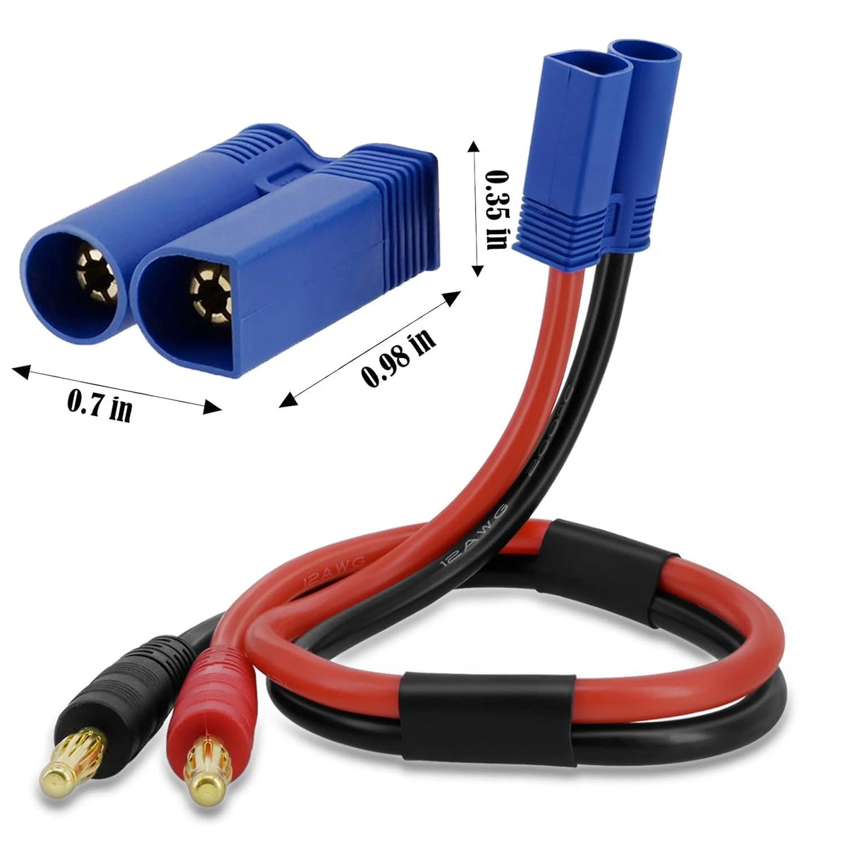 2 Pack EC5 to 4mm Banana Plug Battery Charging Cord, 11.8 Inches Male...