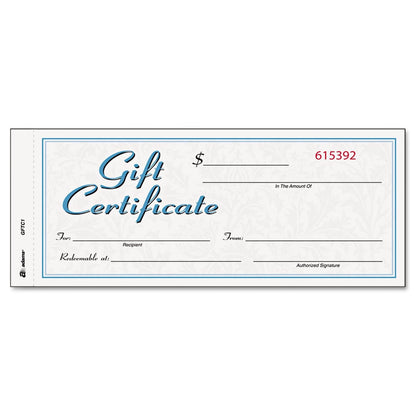 Adams Gift Certificate Book, 8.50" Width x 3.40" Length, White/Canary