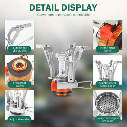 Portable Camping Stove Backpacking Stove, Lightweight Mini Gas for...