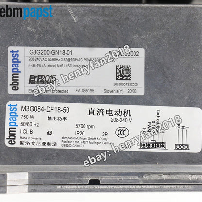 Ebmpapst G3G200-GN18-01 Centrifugal Blower AC 230V 750W 3.6A 750W Gas Boiler Fan