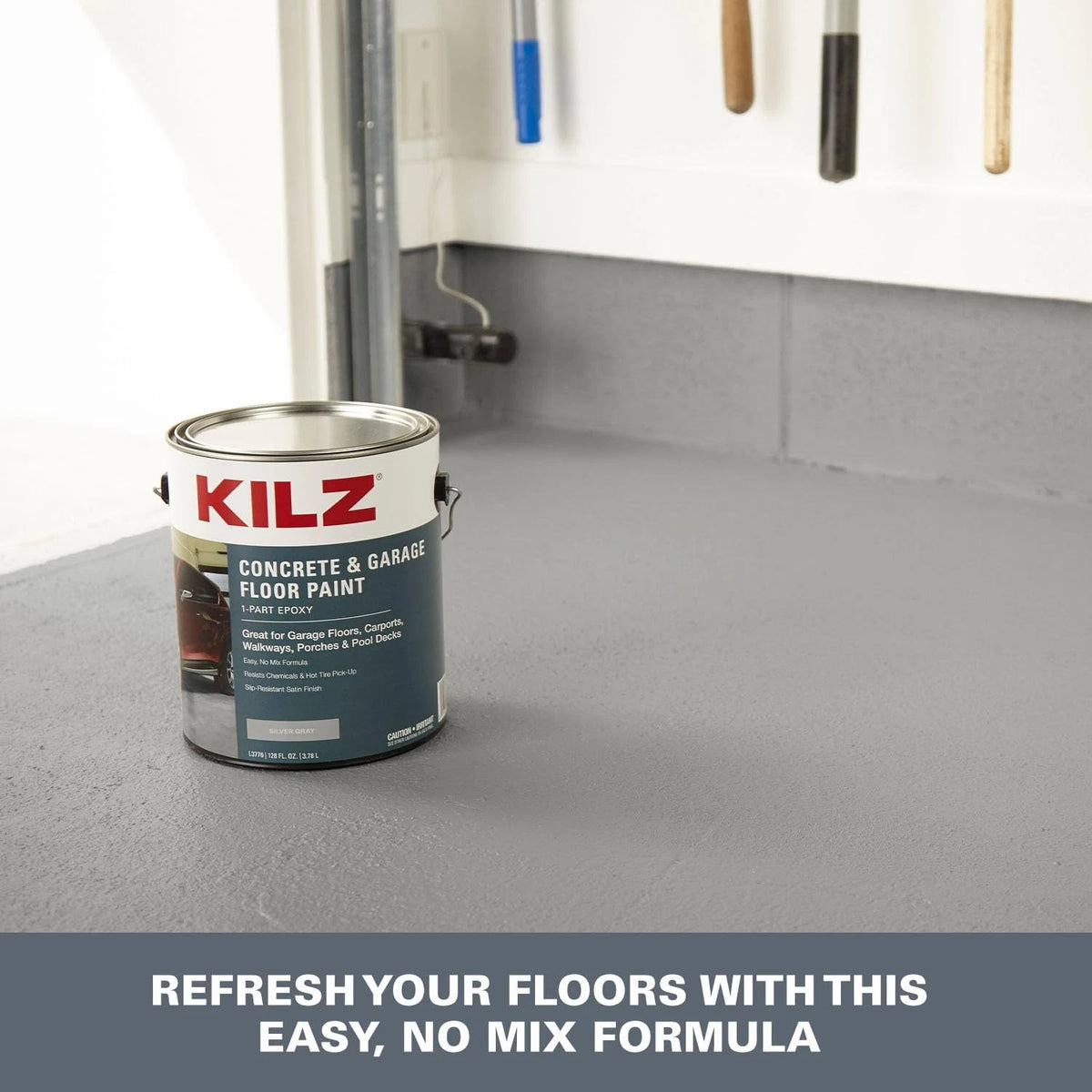 KILZ 1-Part Epoxy Acrylic Concrete & 128 Fl Oz (Pack of 1), Silver Gray