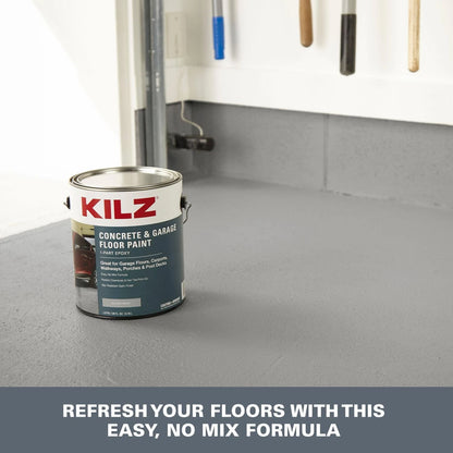 KILZ 1-Part Epoxy Acrylic Concrete & 128 Fl Oz (Pack of 1), Silver Gray