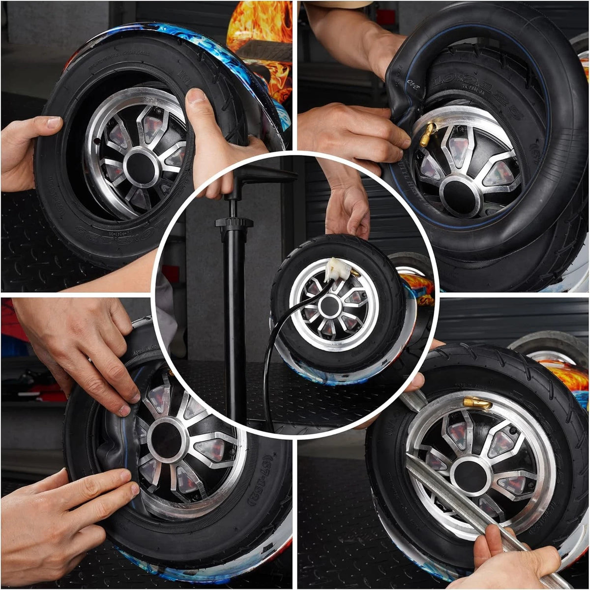10x2.125 Tire and Inner Tube with 0° Valve Stem Compatible Valve, Black