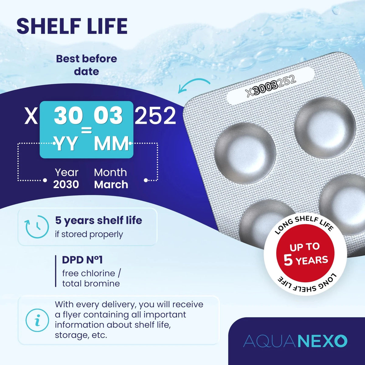 AQUANEXO Test Tablets for Pool Chlorine DPD 1, Selectable: 60x / 120x, Hot...