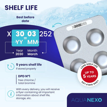 AQUANEXO Test Tablets for Pool Chlorine DPD 1, Selectable: 60x / 120x, Hot...