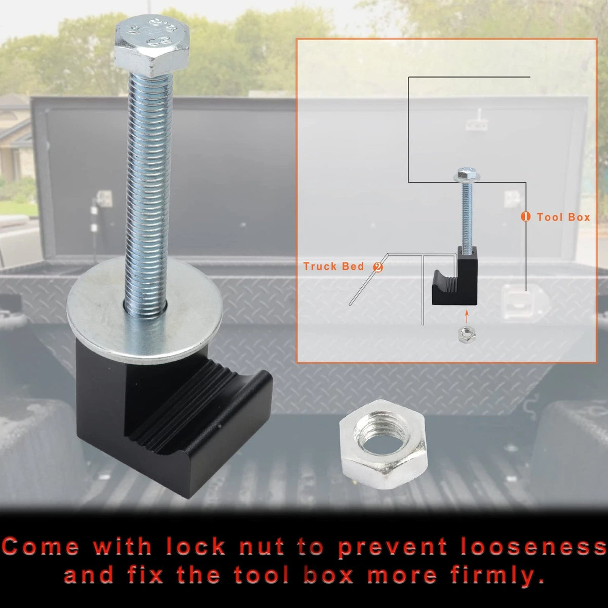 Upgraded Truck Tool Box Mounting Kit Comes With Fastening Nuts - Black