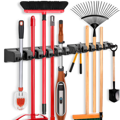 IMILLET 2 Pack Mop and Broom Holder, Wall Mounted Organizer 16 inches, 2