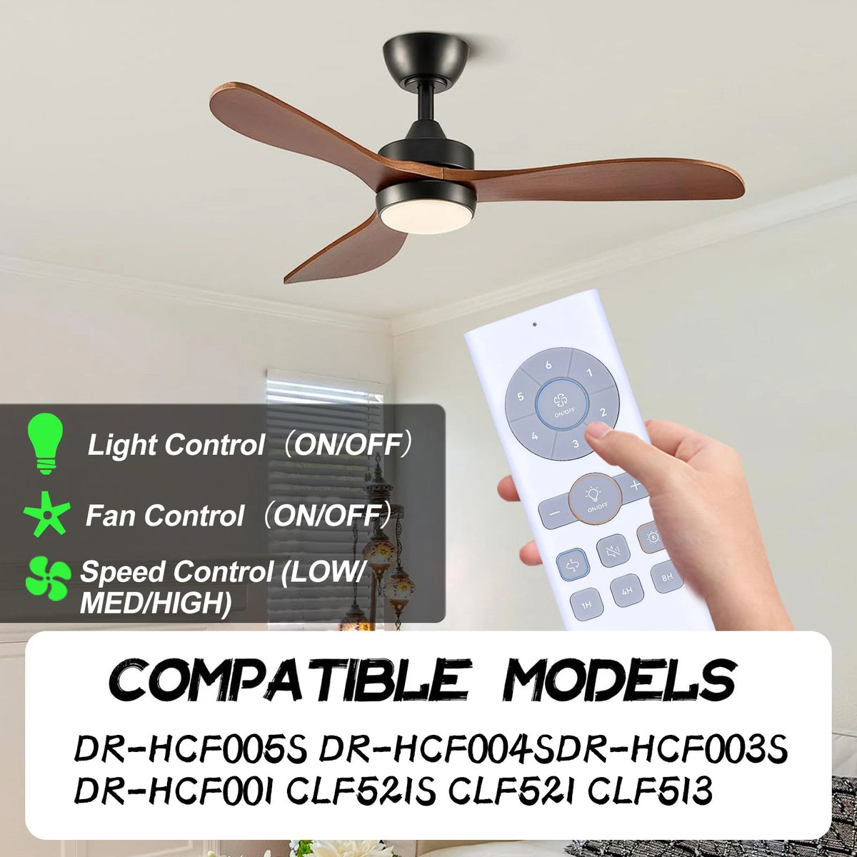 Remote Control For Dreo Smart Ceiling Fan with Lights CLF521S CLF513S and More