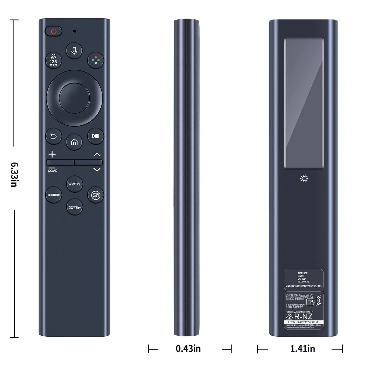 BN59-01386D TM2280E Solar Rechargeable Remote Control For Samsung TV