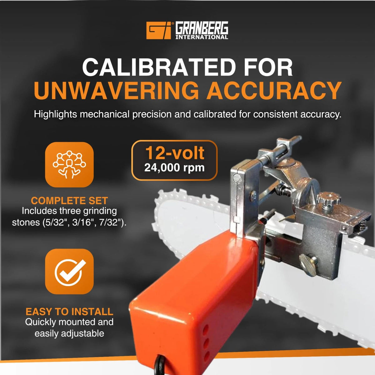 Granberg G1012XT Chainsaw Sharpener – 12V Electric Orange,black