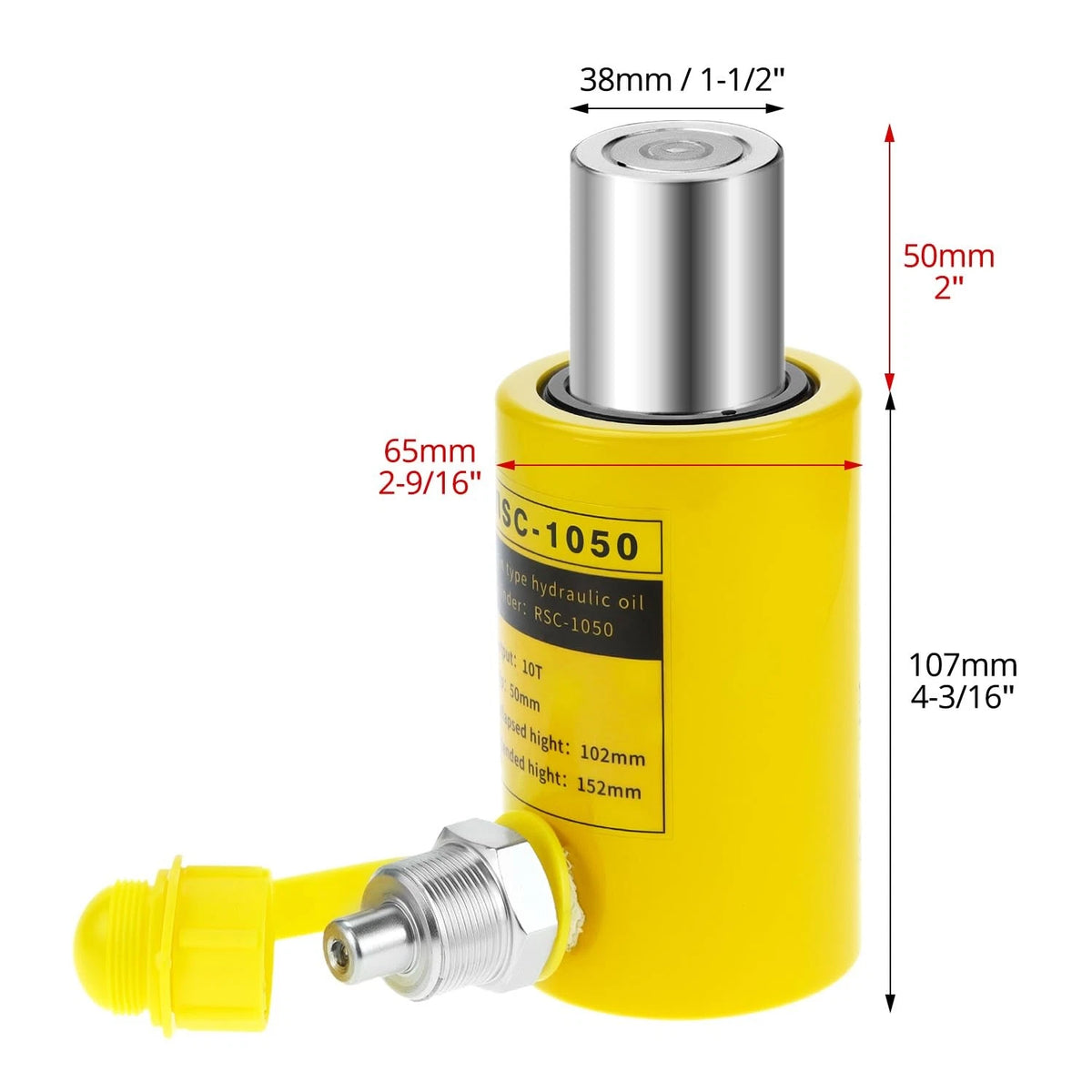 QWORK Hydraulic Cylinder Jack 10T 2" Stroke Porta Power Ram -...