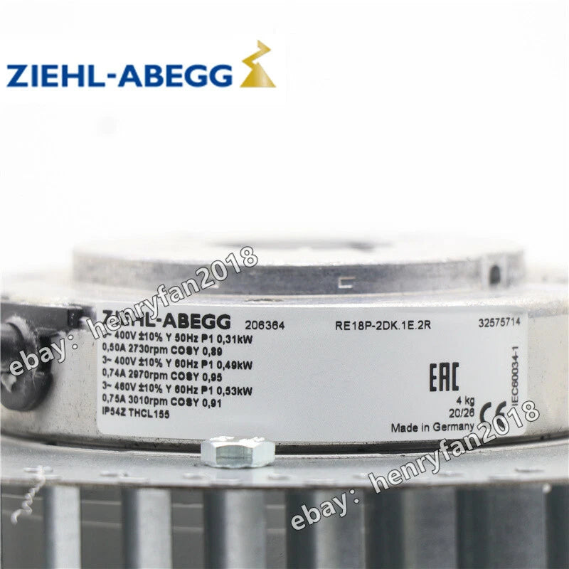 Ziehl-abegg RE18P-2DK.1E.2R 400VAC 3~ 0.31/0.49KW For Siemens Motor Cooling Fan