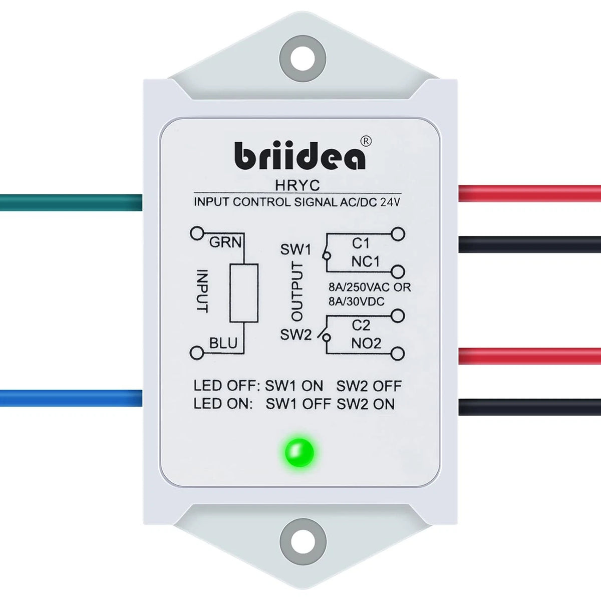 DPST 1NO 1NC 8Amp Power Relay Module, Briidea 24V AC/DC Control...