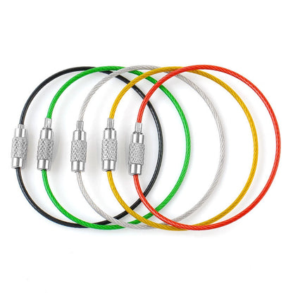 20* 1.5mm Screw Locking Wire Keychain Cable Rope Key Holder Keyring Chain Ring F