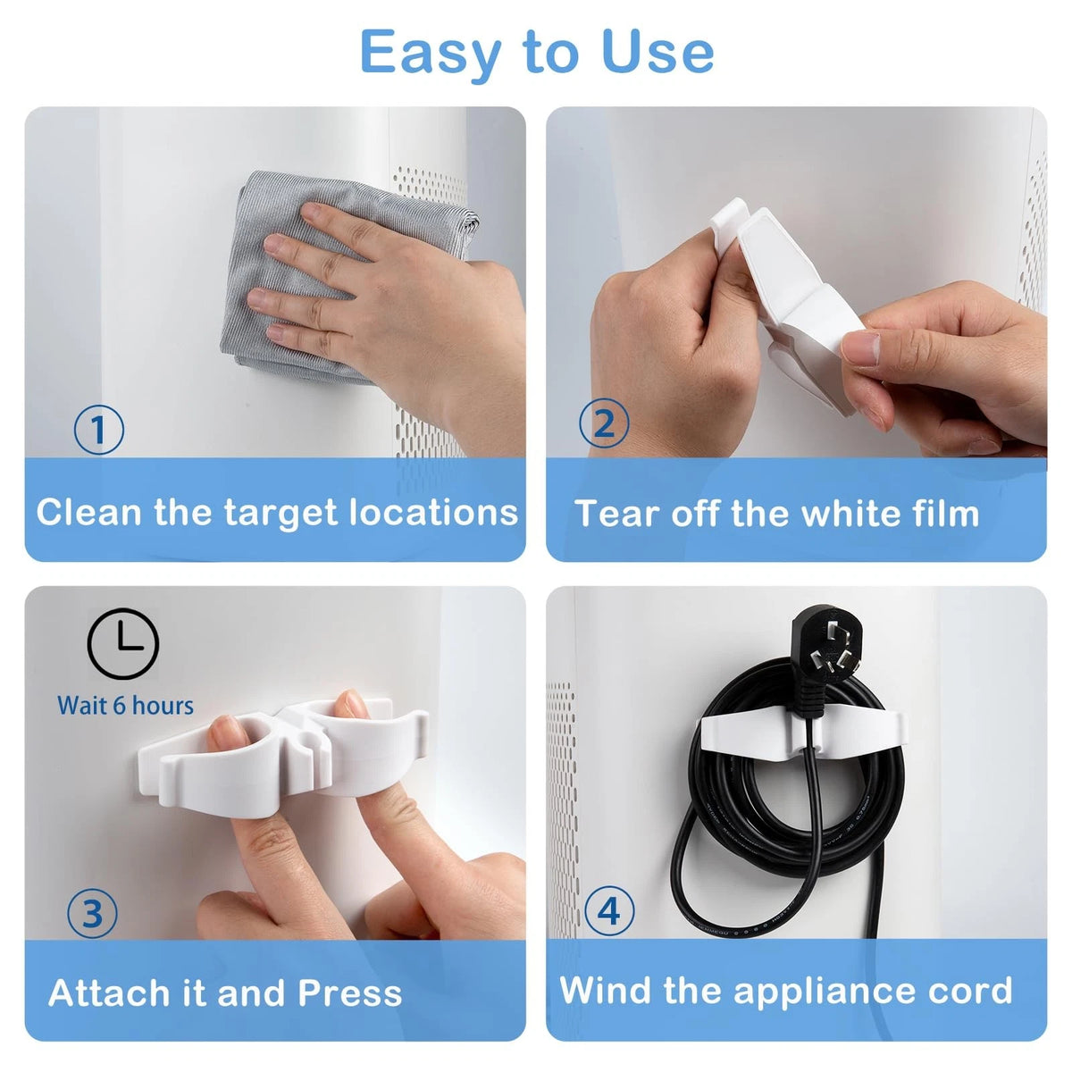Lancord Cord Organizer for Appliances, 8 Pack 8PCS, 3*Black+2*White+3*Grey