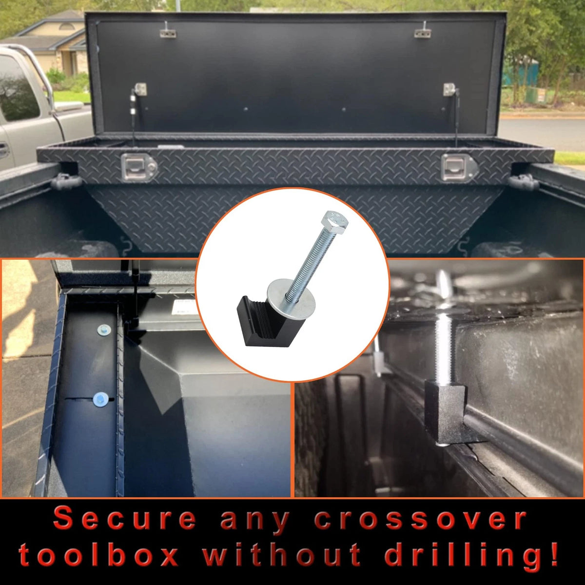 Upgraded Truck Tool Box Mounting Kit Comes With Fastening Nuts - Black