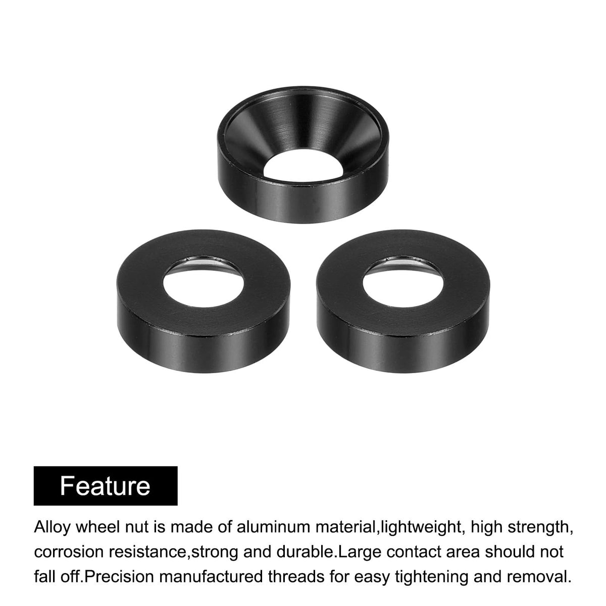 MECCANIXITY M8 Cone Cup Countersunk Washers,Anodized Aluminum M8, Black