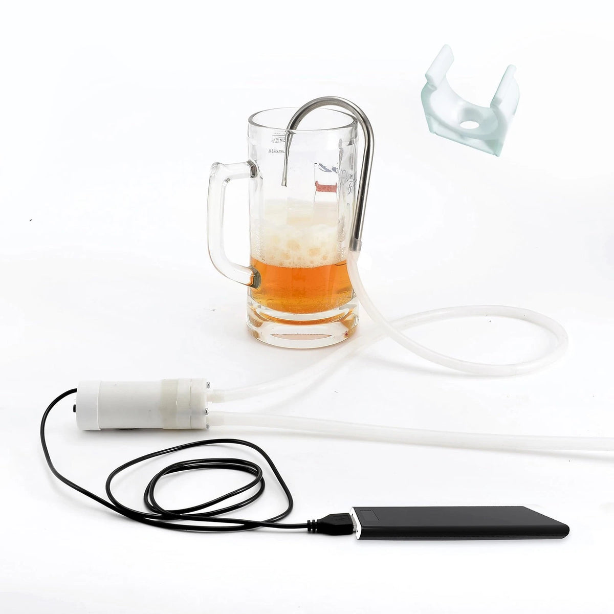 Portable Food Grade USB Electric Pump Auto-Siphon Self Priming Small, White