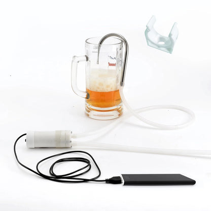 Portable Food Grade USB Electric Pump Auto-Siphon Self Priming Small, White